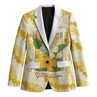 Aloha Hawaii Puakenikeni Blazer Hawaiian Lei Palaka Motifs Stylized Stamp LT14 Unisex Yellow - Polynesian Pride