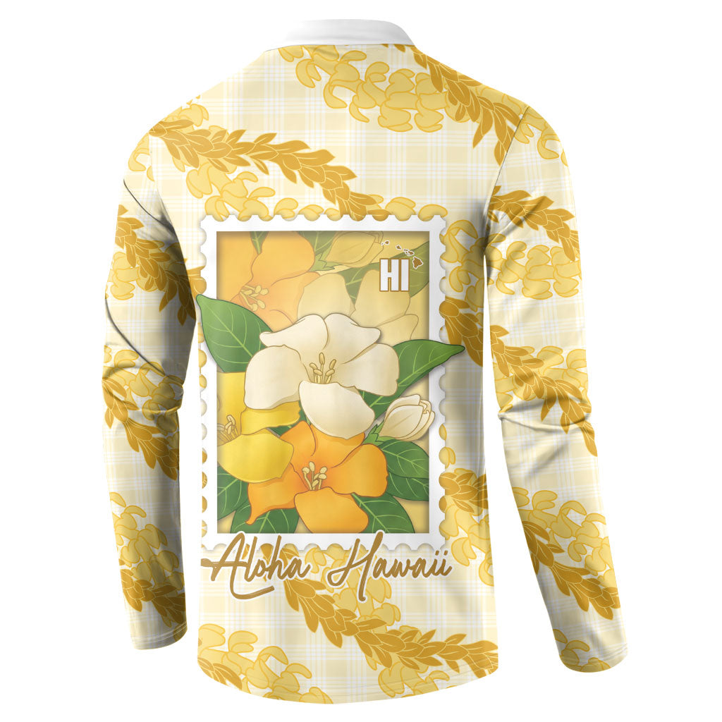 Aloha Hawaii Puakenikeni Button Sweatshirt Hawaiian Lei Palaka Motifs Stylized Stamp LT14 - Polynesian Pride