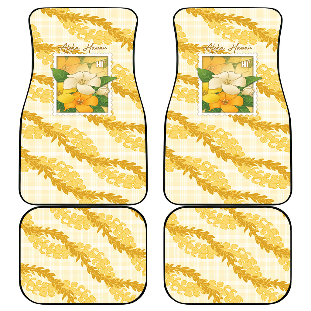 Aloha Hawaii Puakenikeni Car Mats Hawaiian Lei Palaka Motifs Stylized Stamp LT14 - Polynesian Pride