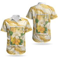 Aloha Hawaii Puakenikeni Couples Matching Off Shoulder Maxi Dress and Hawaiian Shirt Hawaiian Lei Palaka Motifs Stylized Stamp LT14 - Polynesian Pride
