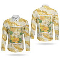 Aloha Hawaii Puakenikeni Couples Matching Tank Maxi Dress and Long Sleeve Button Shirt Hawaiian Lei Palaka Motifs Stylized Stamp LT14 - Polynesian Pride