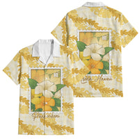Aloha Hawaii Puakenikeni Family Matching Long Sleeve Bodycon Dress and Hawaiian Shirt Hawaiian Lei Palaka Motifs Stylized Stamp LT14 Dad's Shirt - Short Sleeve Yellow - Polynesian Pride