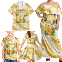 Aloha Hawaii Puakenikeni Family Matching Off Shoulder Maxi Dress and Hawaiian Shirt Hawaiian Lei Palaka Motifs Stylized Stamp LT14 - Polynesian Pride
