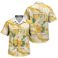 Aloha Hawaii Puakenikeni Family Matching Off Shoulder Maxi Dress and Hawaiian Shirt Hawaiian Lei Palaka Motifs Stylized Stamp LT14 Son's Shirt Yellow - Polynesian Pride