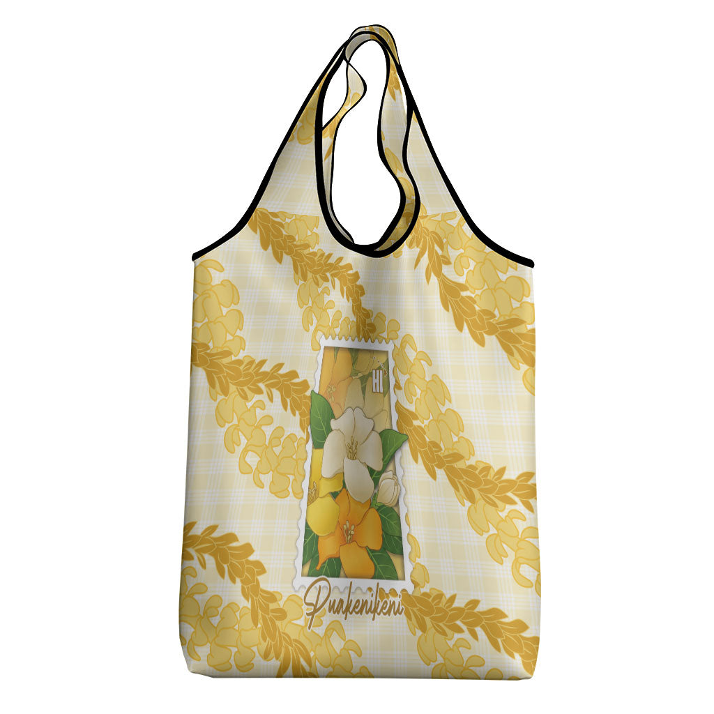 Aloha Hawaii Puakenikeni Grocery Bag Hawaiian Lei Palaka Motifs Stylized Stamp LT14 - Polynesian Pride