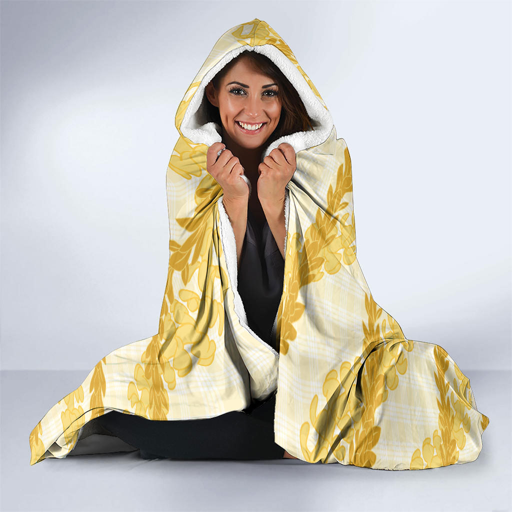 Aloha Hawaii Puakenikeni Hooded Blanket Hawaiian Lei Palaka Motifs Stylized Stamp LT14 - Polynesian Pride