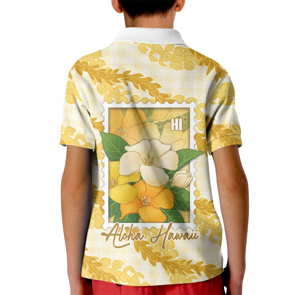Aloha Hawaii Puakenikeni Kid Polo Shirt Hawaiian Lei Palaka Motifs Stylized Stamp LT14 - Polynesian Pride