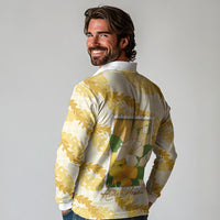 Aloha Hawaii Puakenikeni Long Sleeve Polo Shirt Hawaiian Lei Palaka Motifs Stylized Stamp LT14 - Polynesian Pride