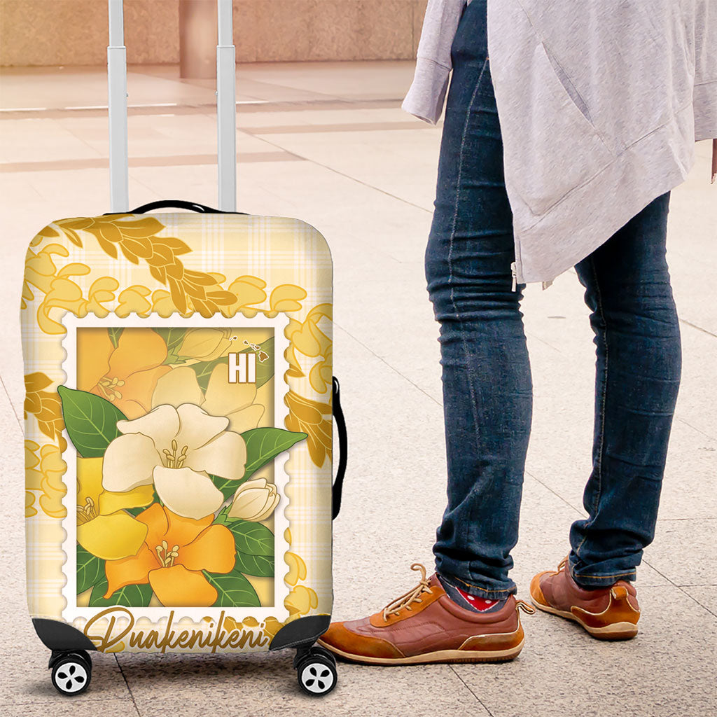 Aloha Hawaii Puakenikeni Luggage Cover Hawaiian Lei Palaka Motifs Stylized Stamp LT14 Yellow - Polynesian Pride