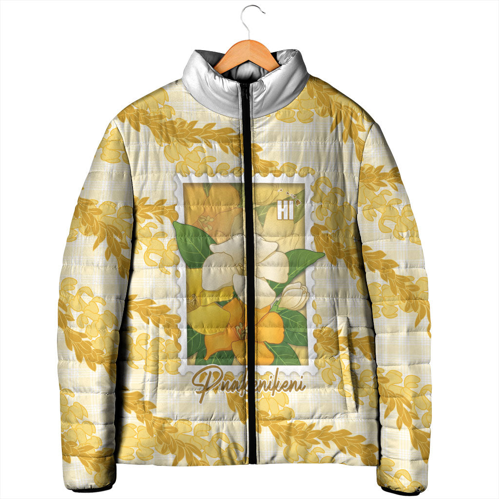Aloha Hawaii Puakenikeni Padded Jacket Hawaiian Lei Palaka Motifs Stylized Stamp LT14 - Polynesian Pride