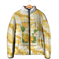 Aloha Hawaii Puakenikeni Padded Jacket Hawaiian Lei Palaka Motifs Stylized Stamp LT14 - Polynesian Pride