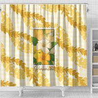 Aloha Hawaii Puakenikeni Shower Curtain Hawaiian Lei Palaka Motifs Stylized Stamp LT14 - Polynesian Pride