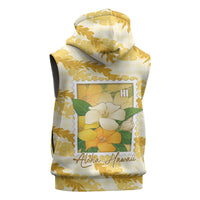 Aloha Hawaii Puakenikeni Sleeveless Hoodie Hawaiian Lei Palaka Motifs Stylized Stamp LT14 - Polynesian Pride