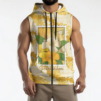 Aloha Hawaii Puakenikeni Sleeveless Zip Hoodie Hawaiian Lei Palaka Motifs Stylized Stamp LT14 - Polynesian Pride