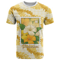 Aloha Hawaii Puakenikeni T Shirt Hawaiian Lei Palaka Motifs Stylized Stamp LT14 Yellow - Polynesian Pride