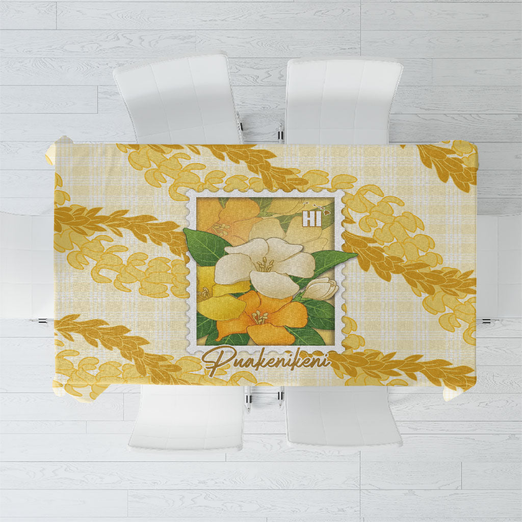 Aloha Hawaii Puakenikeni Tablecloth Hawaiian Lei Palaka Motifs Stylized Stamp LT14 Yellow - Polynesian Pride