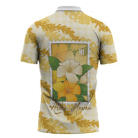 Aloha Hawaii Puakenikeni Zipper Polo Shirt Hawaiian Lei Palaka Motifs Stylized Stamp LT14 - Polynesian Pride