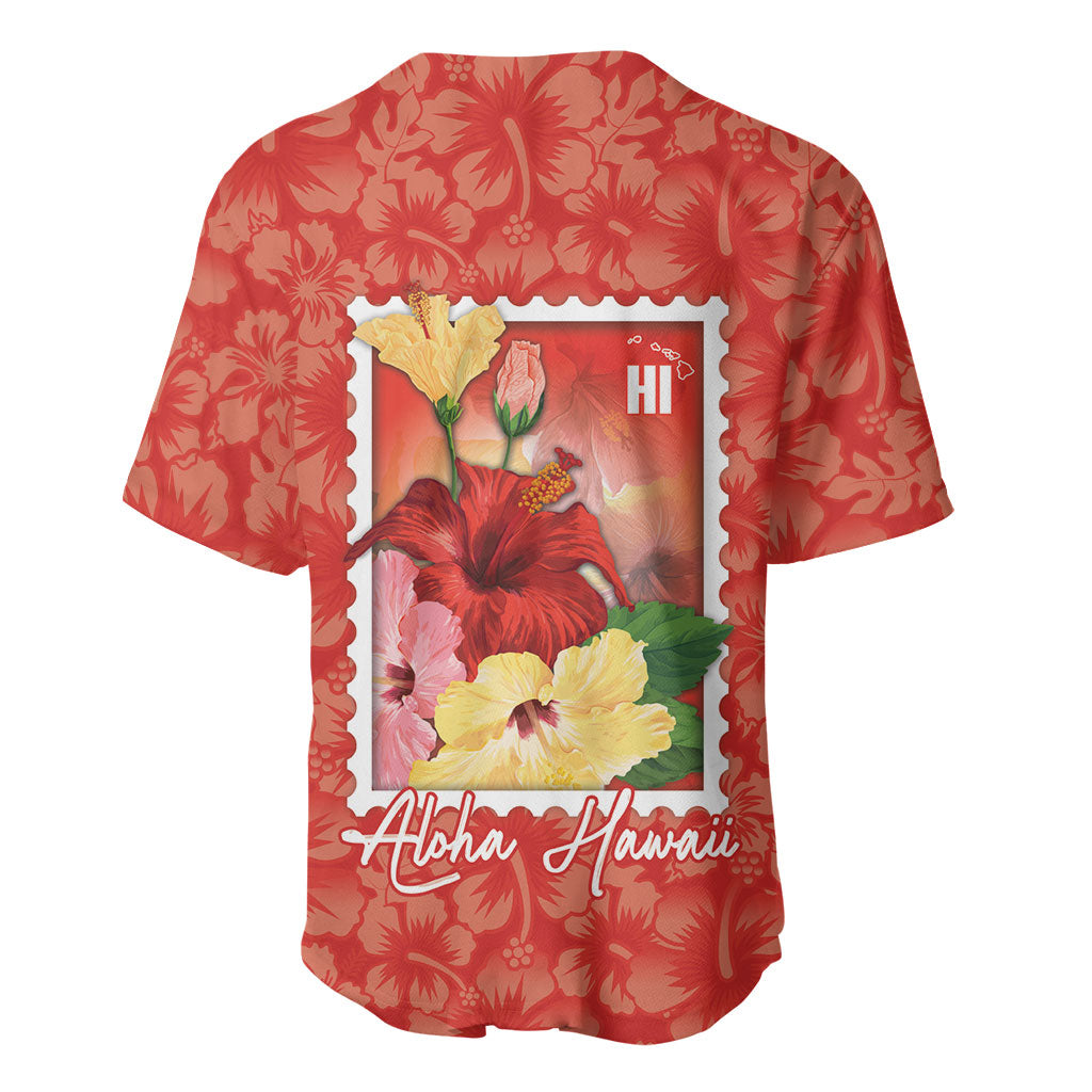 Aloha Hawaii Pua Aloalo Baseball Jersey Hawaiian Hibiscus Flowers Stylized Stamp LT14 - Polynesian Pride