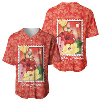 Aloha Hawaii Pua Aloalo Baseball Jersey Hawaiian Hibiscus Flowers Stylized Stamp LT14 - Polynesian Pride