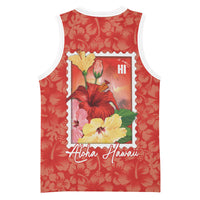 Aloha Hawaii Pua Aloalo Basketball Jersey Hawaiian Hibiscus Flowers Stylized Stamp LT14 - Polynesian Pride