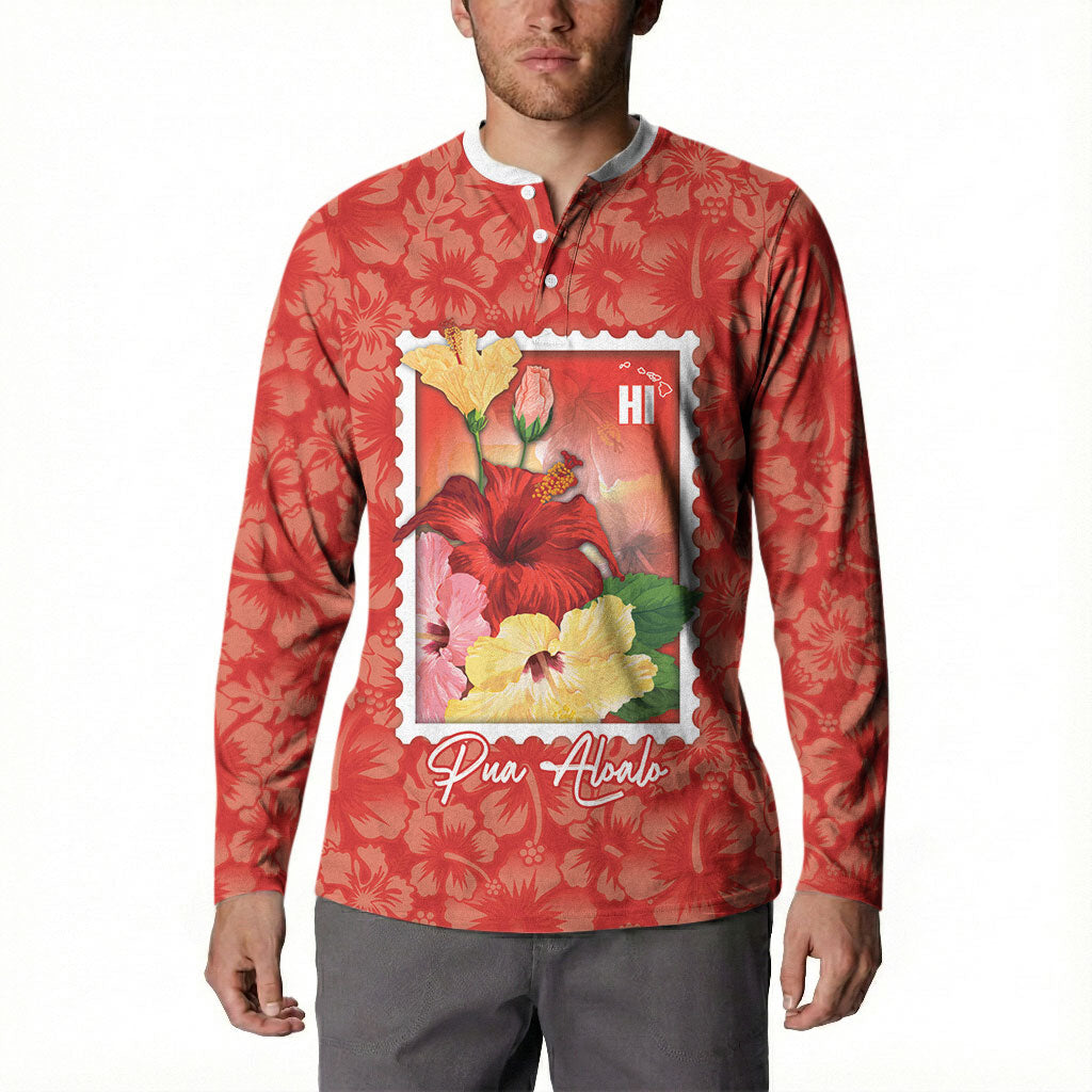 Aloha Hawaii Pua Aloalo Button Sweatshirt Hawaiian Hibiscus Flowers Stylized Stamp LT14 - Polynesian Pride
