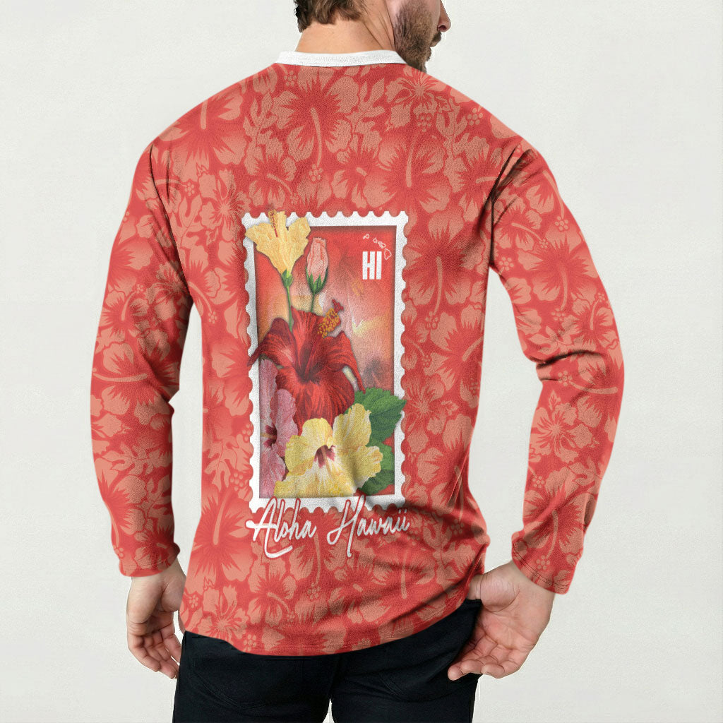 Aloha Hawaii Pua Aloalo Button Sweatshirt Hawaiian Hibiscus Flowers Stylized Stamp LT14 - Polynesian Pride