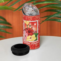 Aloha Hawaii Pua Aloalo 4 in 1 Can Cooler Tumbler Hawaiian Hibiscus Flowers Stylized Stamp LT14 - Polynesian Pride