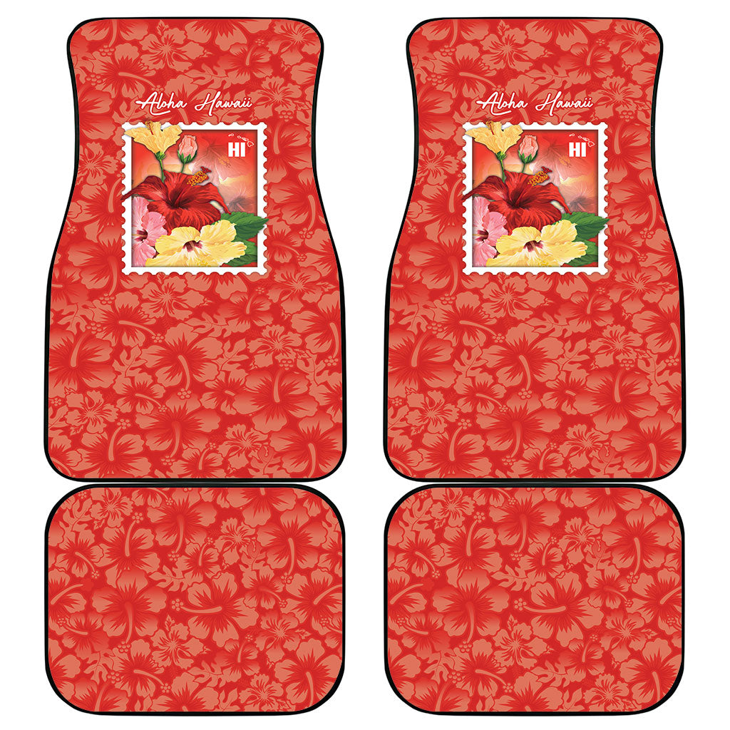 Aloha Hawaii Pua Aloalo Car Mats Hawaiian Hibiscus Flowers Stylized Stamp LT14 - Polynesian Pride