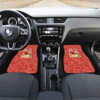 Aloha Hawaii Pua Aloalo Car Mats Hawaiian Hibiscus Flowers Stylized Stamp LT14 Set 2pcs - Front Red - Polynesian Pride