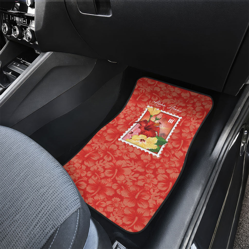 Aloha Hawaii Pua Aloalo Car Mats Hawaiian Hibiscus Flowers Stylized Stamp LT14 - Polynesian Pride