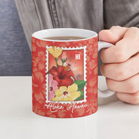 Aloha Hawaii Pua Aloalo Ceramic Mug Hawaiian Hibiscus Flowers Stylized Stamp LT14 - Polynesian Pride