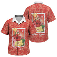 Aloha Hawaii Pua Aloalo Family Matching Puletasi and Hawaiian Shirt Hawaiian Hibiscus Flowers Stylized Stamp LT14 Son's Shirt Red - Polynesian Pride