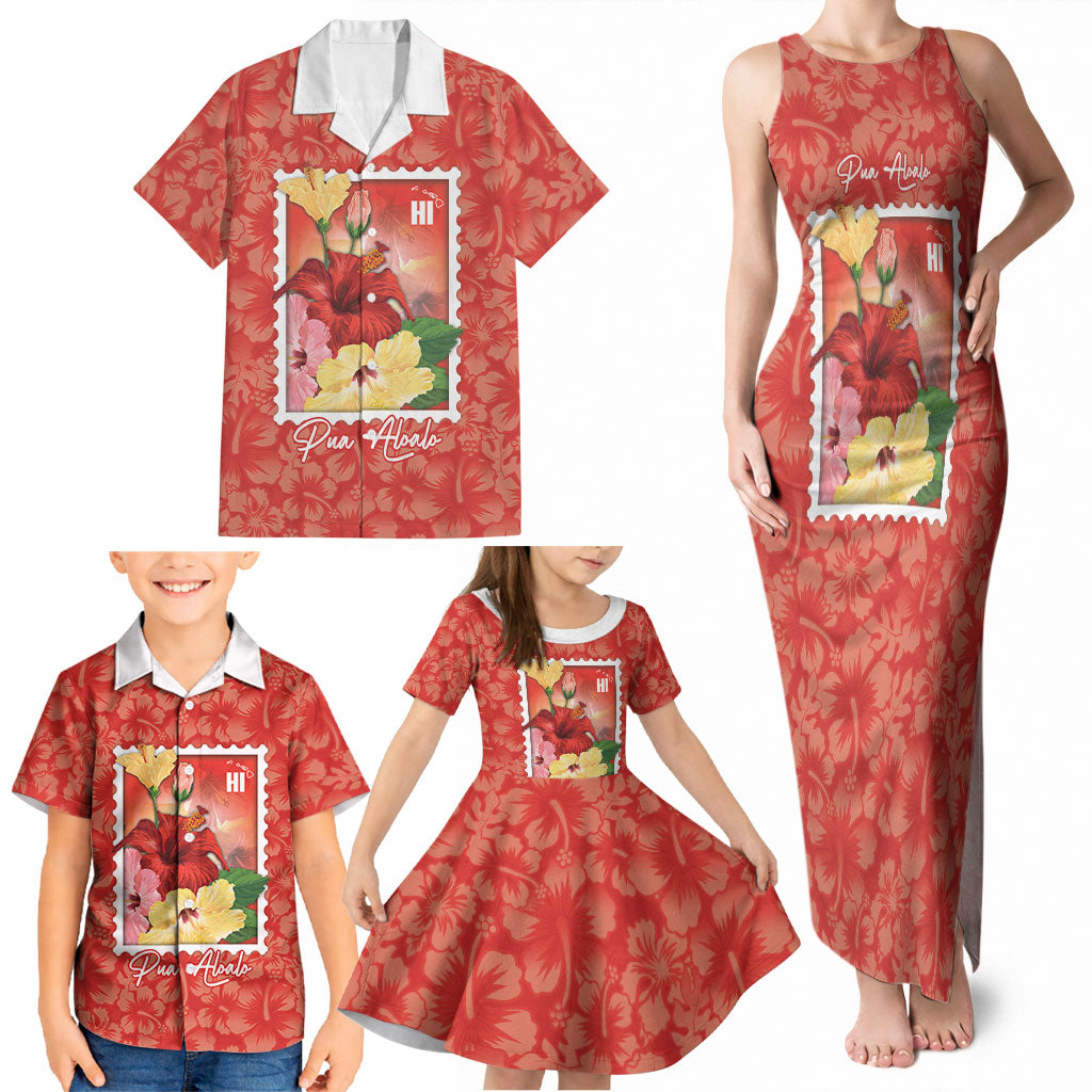 Aloha Hawaii Pua Aloalo Family Matching Tank Maxi Dress and Hawaiian Shirt Hawaiian Hibiscus Flowers Stylized Stamp LT14 - Polynesian Pride