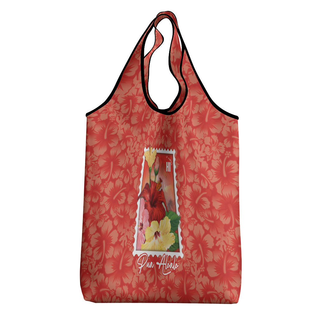 Aloha Hawaii Pua Aloalo Grocery Bag Hawaiian Hibiscus Flowers Stylized Stamp LT14 - Polynesian Pride