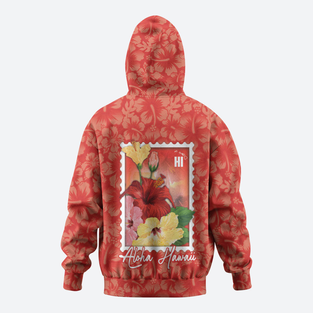 Aloha Hawaii Pua Aloalo Hoodie Hawaiian Hibiscus Flowers Stylized Stamp LT14 - Polynesian Pride