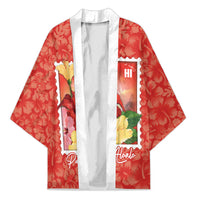 Aloha Hawaii Pua Aloalo Kimono Hawaiian Hibiscus Flowers Stylized Stamp LT14 Unisex Red - Polynesian Pride