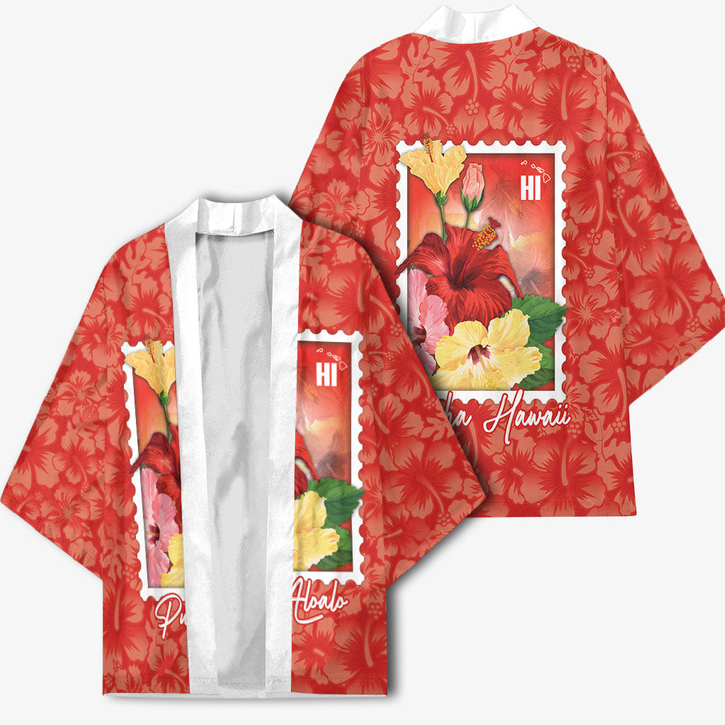Aloha Hawaii Pua Aloalo Kimono Hawaiian Hibiscus Flowers Stylized Stamp LT14 - Polynesian Pride