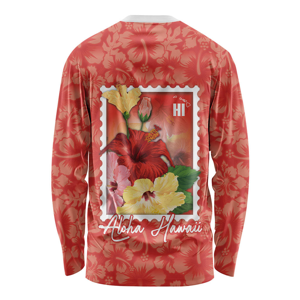 Aloha Hawaii Pua Aloalo Long Sleeve Shirt Hawaiian Hibiscus Flowers Stylized Stamp LT14 - Polynesian Pride