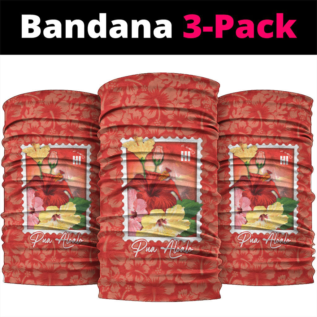 Aloha Hawaii Pua Aloalo Neck Gaiter Hawaiian Hibiscus Flowers Stylized Stamp LT14 package One Size: 25*50cm Red - Polynesian Pride