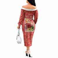 Aloha Hawaii Pua Aloalo Off The Shoulder Long Sleeve Dress Hawaiian Hibiscus Flowers Stylized Stamp LT14 - Polynesian Pride