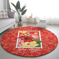 Aloha Hawaii Pua Aloalo Round Carpet Hawaiian Hibiscus Flowers Stylized Stamp LT14 - Polynesian Pride