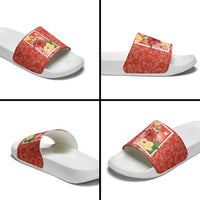Aloha Hawaii Pua Aloalo Slide Sandals Hawaiian Hibiscus Flowers Stylized Stamp LT14 - Polynesian Pride