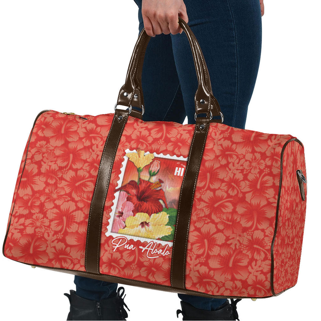 Aloha Hawaii Pua Aloalo Travel Bag Hawaiian Hibiscus Flowers Stylized Stamp LT14 - Polynesian Pride