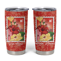 Aloha Hawaii Pua Aloalo Tumbler Cup Hawaiian Hibiscus Flowers Stylized Stamp LT14 Red - Polynesian Pride