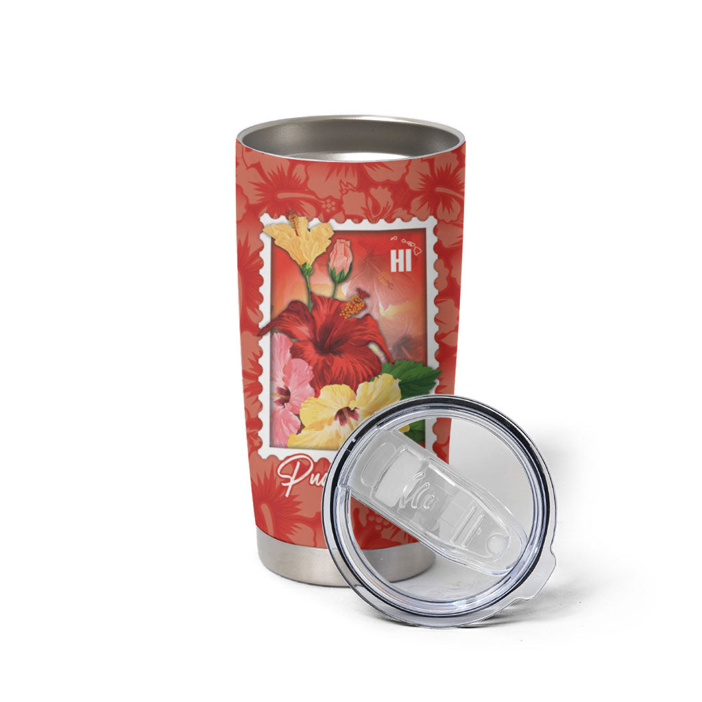 Aloha Hawaii Pua Aloalo Tumbler Cup Hawaiian Hibiscus Flowers Stylized Stamp LT14 - Polynesian Pride