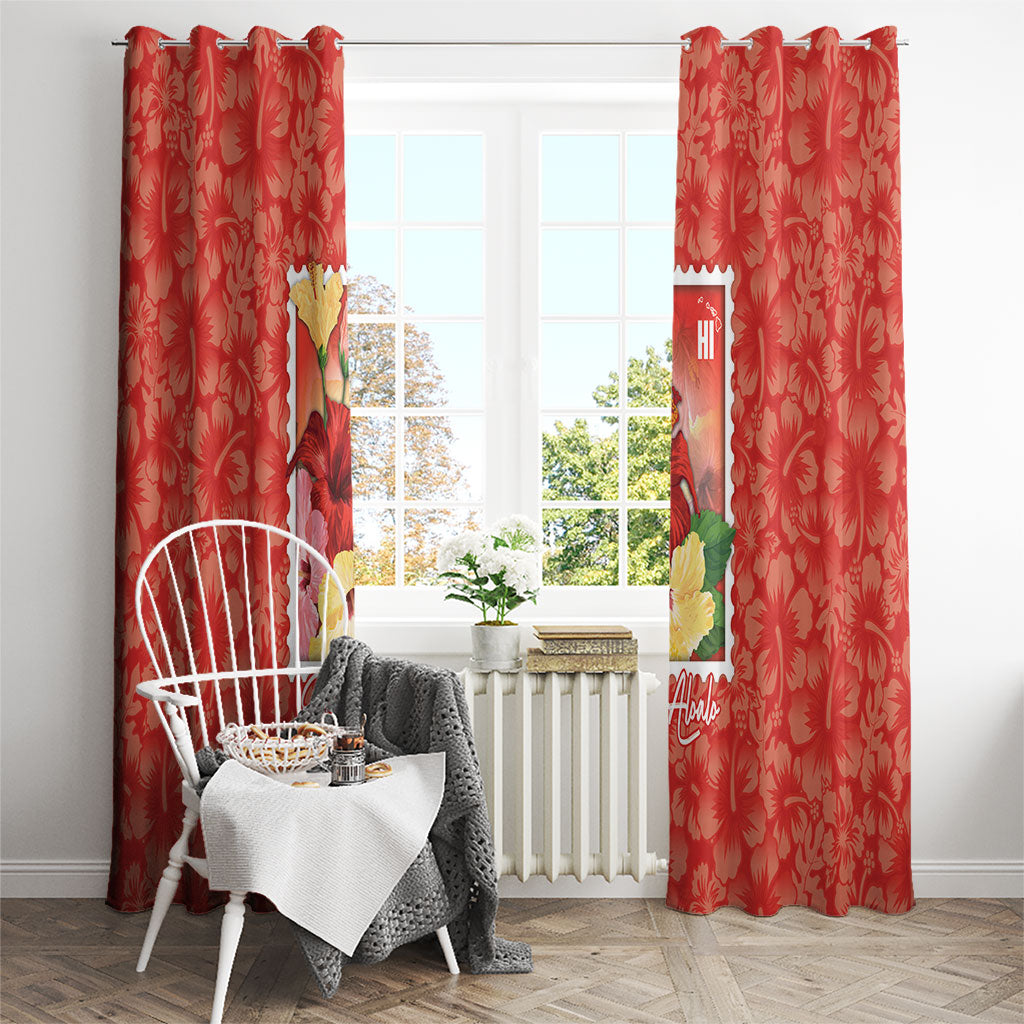 Aloha Hawaii Pua Aloalo Window Curtain Hawaiian Hibiscus Flowers Stylized Stamp LT14 - Polynesian Pride