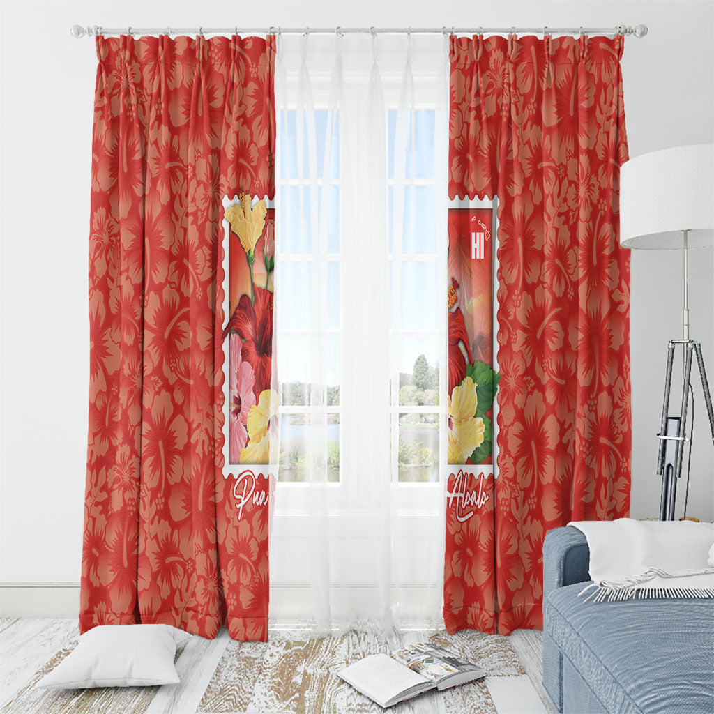 Aloha Hawaii Pua Aloalo Window Curtain Hawaiian Hibiscus Flowers Stylized Stamp LT14 - Polynesian Pride