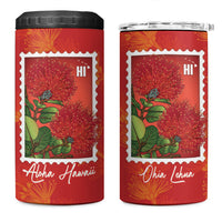 Aloha Hawaii Ohia Lehua 4 in 1 Can Cooler Tumbler Hawaiian Lei Stylized Stamp LT14 One Size: 16 oz Red - Polynesian Pride