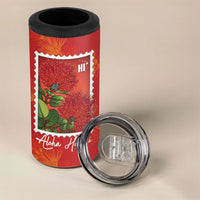 Aloha Hawaii Ohia Lehua 4 in 1 Can Cooler Tumbler Hawaiian Lei Stylized Stamp LT14 - Polynesian Pride