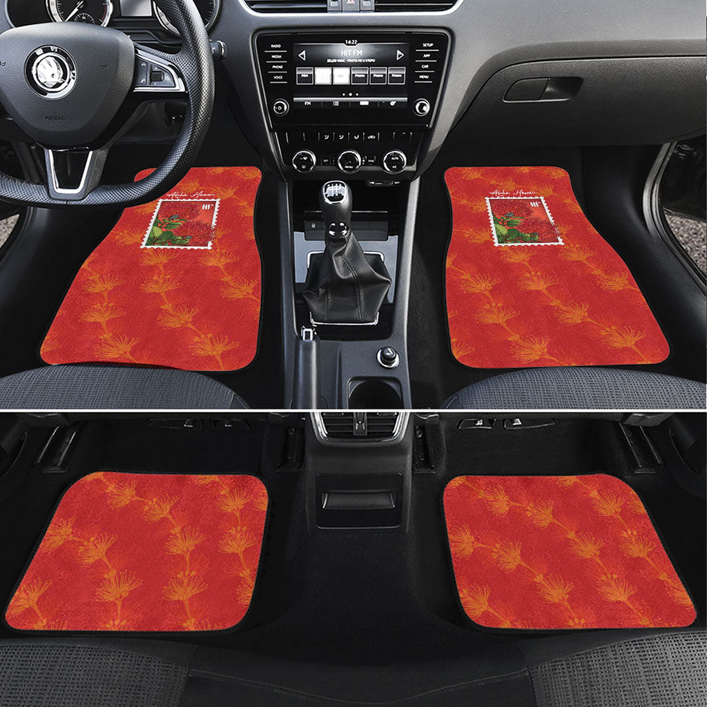 Aloha Hawaii Ohia Lehua Car Mats Hawaiian Lei Stylized Stamp LT14 Set 4pcs Red - Polynesian Pride